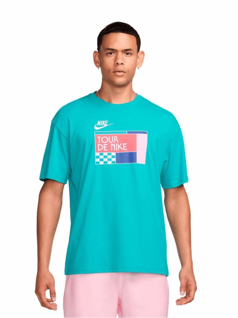 Nike Turquoise Graphic 'Tour De Nike' Cotton Short Sleeve Tee